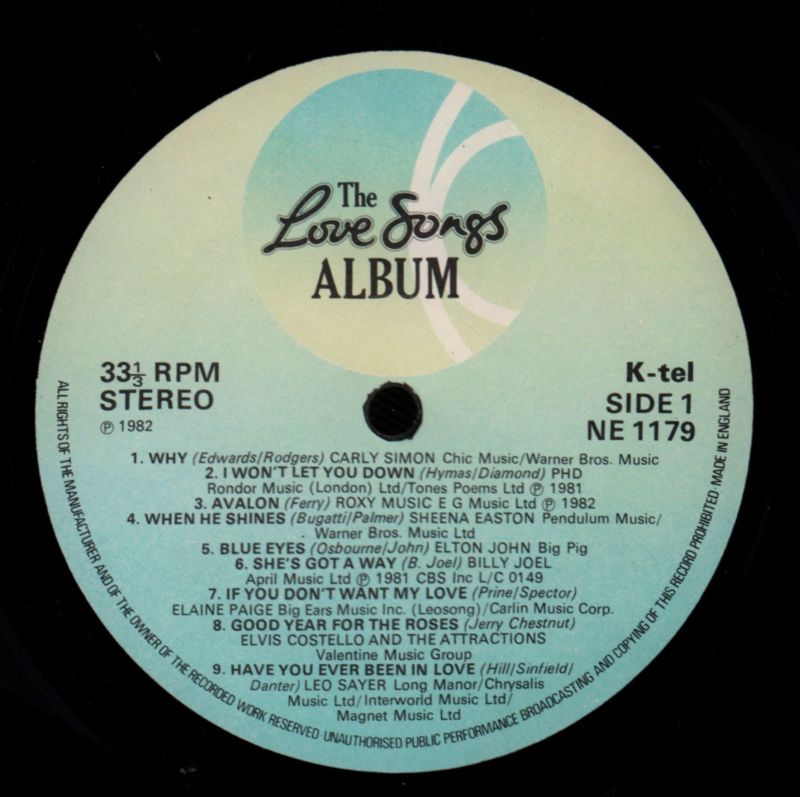 The Love Songs Album-K TEL-Vinyl LP-VG+/Ex+