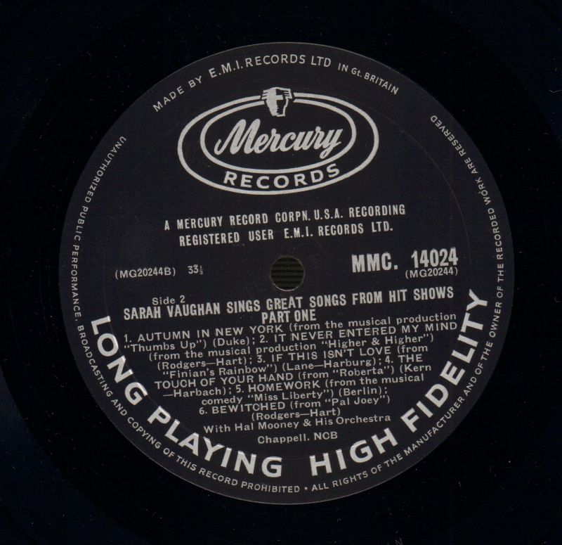 Sings Great Songs From Hit Shows-Mercury-Vinyl LP-Ex/Ex+