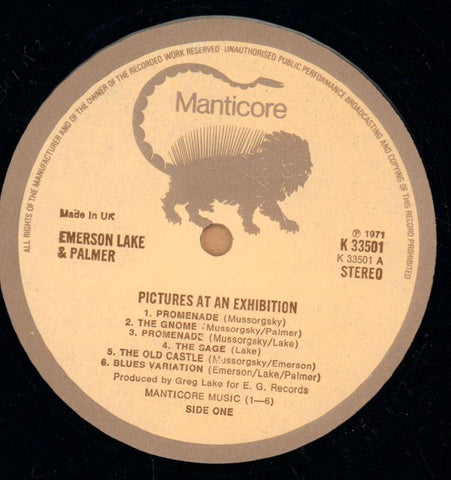 Pictures At An Exhibition-Manticore-Vinyl LP Gatefold-Ex+/Ex+