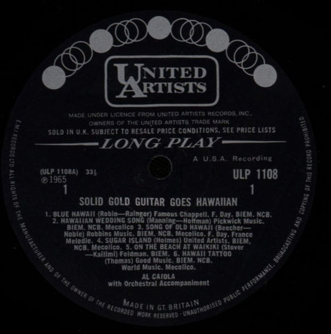 Solid Gold Guitar Goes Hawaiian-United Artist-Vinyl LP-VG/VG
