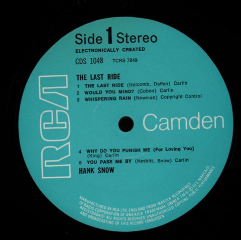 The Last Ride-RCA-Vinyl LP-VG+/VG+