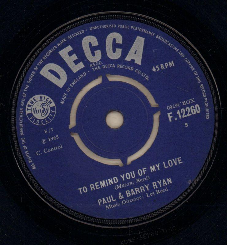 Don't Bring Me Your Heartaches/ To Remind You-Decca-7" Vinyl-Ex/VG+