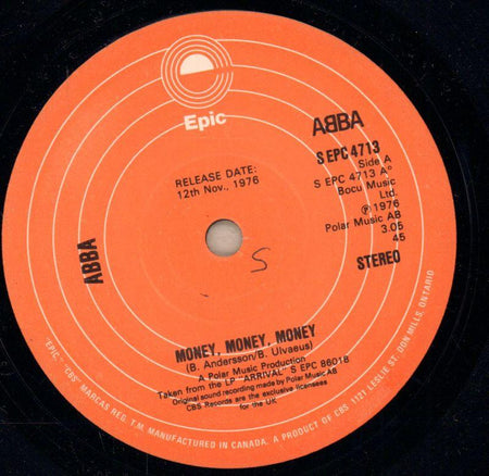 Money, Money, Money / Crazy World-Epic-7" Vinyl