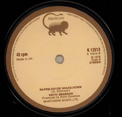 Honky Tonk Train Blues/ Barrelhouse Shake-Down-Manticore-7" Vinyl-Ex/Ex+