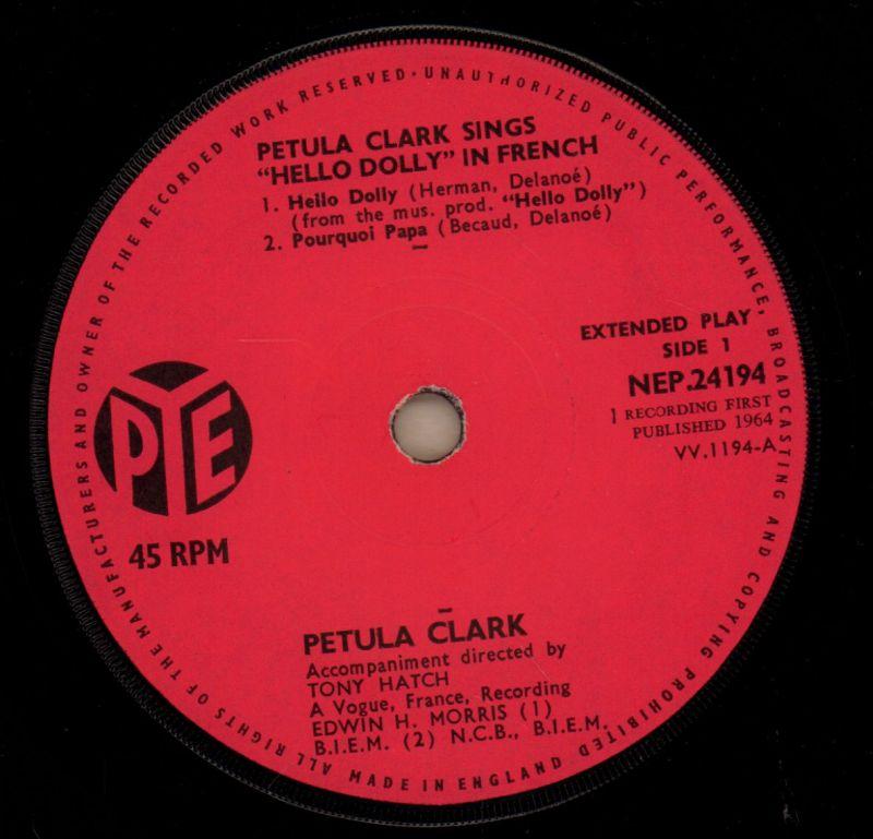Hello Dolly EP-Pye-7" Vinyl P/S-VG/VG