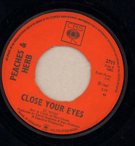 Close Your Eyes / I Will Watch Over You-CBS-7" Vinyl