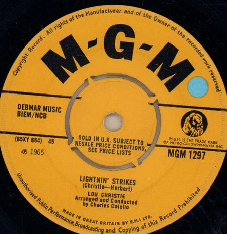 Lightnin' Strikes / Cryin' In The Streets-MGM-7" Vinyl
