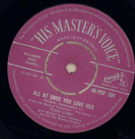 As Time Goes By/ All At Once You Love Her-HMV-7" Vinyl-Ex/VG+