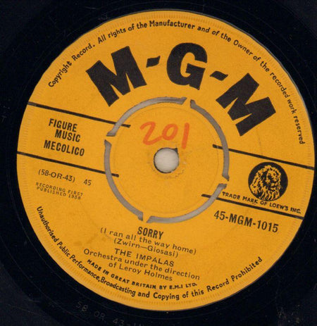 Sorry / Fool, Fool Fool-MGM-7" Vinyl