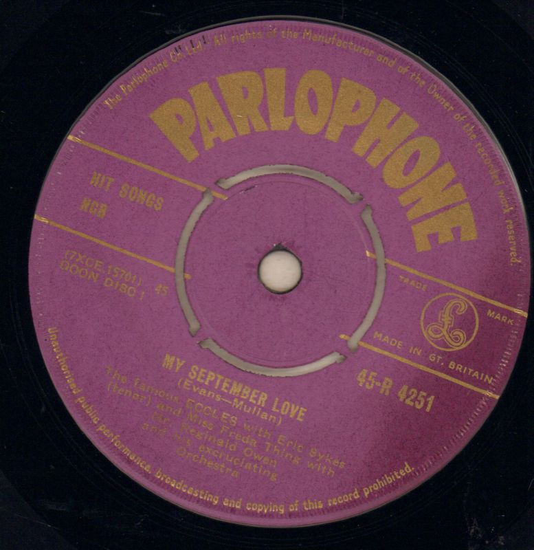 My September Love / You Gotta Go Oww-Parlophone-7" Vinyl