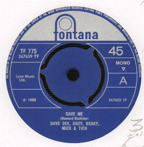 Save Me / Shame-Fontana-7" Vinyl