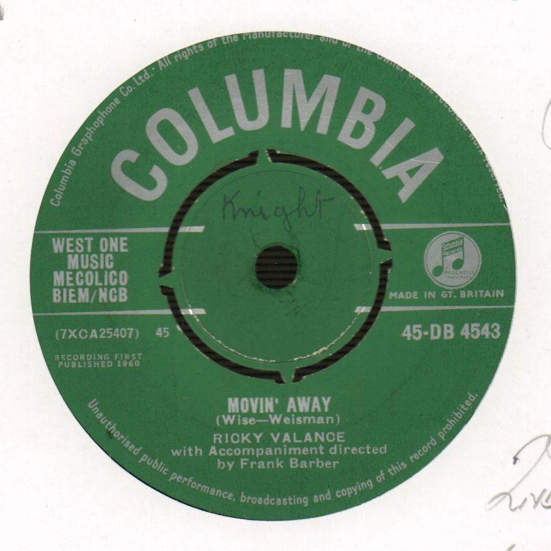 Movin' Away / Lipstick On Your Lips-Columbia-7" Vinyl