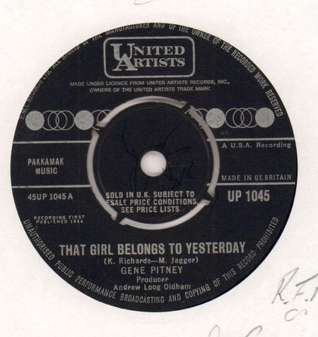 That Girl Belongs To Yesterday / Who Needs It-United Artist-7" Vinyl