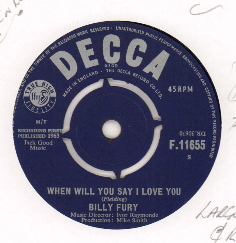 When Will You Say I Love You / All I Wanna Do Is Cry-Decca-7" Vinyl