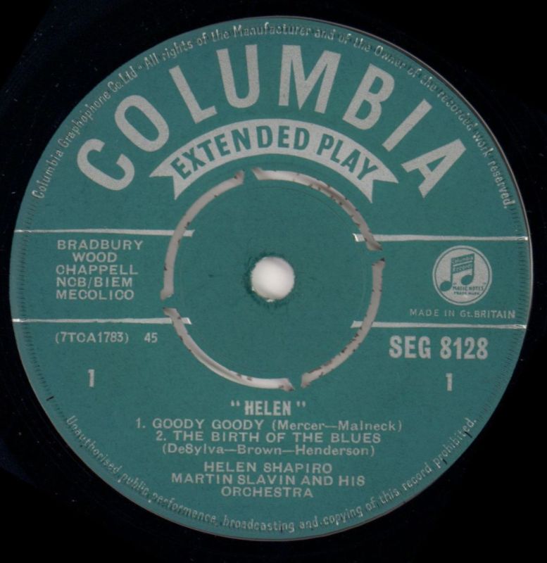 Helen EP-Columbia-7" Vinyl-VG+/VG+