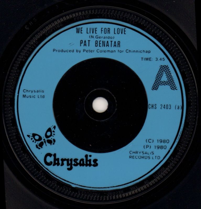 We Live For Love-Chrysalis-7" Vinyl P/S-Ex/Ex
