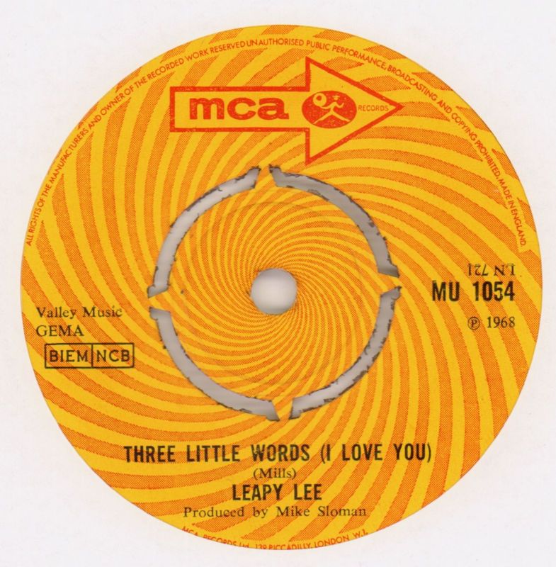 Here Comes The Rain/ Three Little Words-MCA-7" Vinyl-Ex/VG