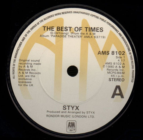 The Best Of Times-A&M-7" Vinyl-Ex/NM