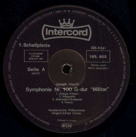 Symphonie Nr. 94/ Paukenschlag/ Symphonie Nr. 100-Intercord-5x12" Vinyl LP Box Set-Ex+/NM