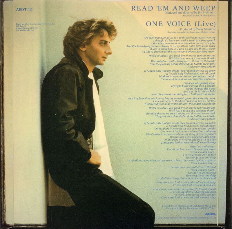Read 'Em And Weep-Arista-7" Vinyl-Ex/Ex
