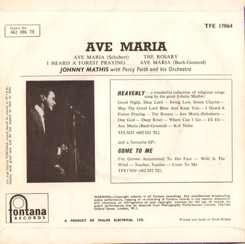 Ave Maria EP-Fontana-7" Vinyl P/S-G/VG