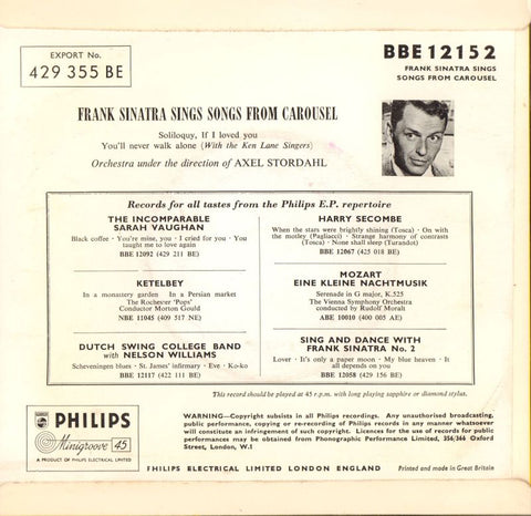 Sings Songs From Carousel EP-Philips-7" Vinyl P/S-VG+/G