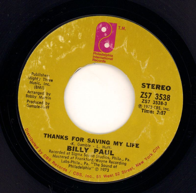 Thanks For Saving My Life/ I Was Married-Philadelphia-7" Vinyl