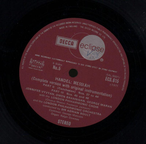 Handel-Messiah record 3-Decca-Vinyl LP-VG/VG