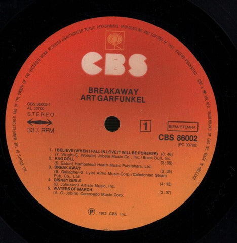 Breakaway-CBS-Vinyl LP-VG/Ex-