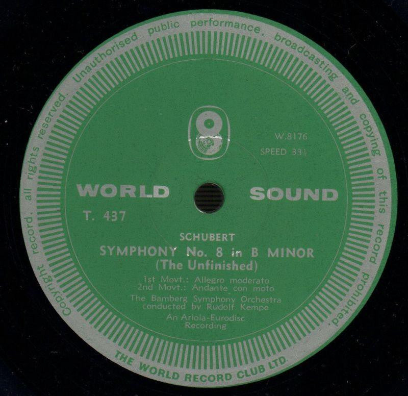 Symphony No.8 Kempe Bamburg Symphony-World Record Club-Vinyl LP-VG+/Ex