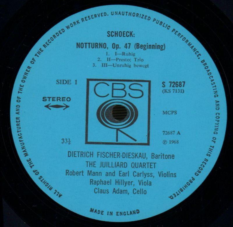 Notturno Fischer-Dieskau/Juillard Quartet-CBS-Vinyl LP-VG/Ex