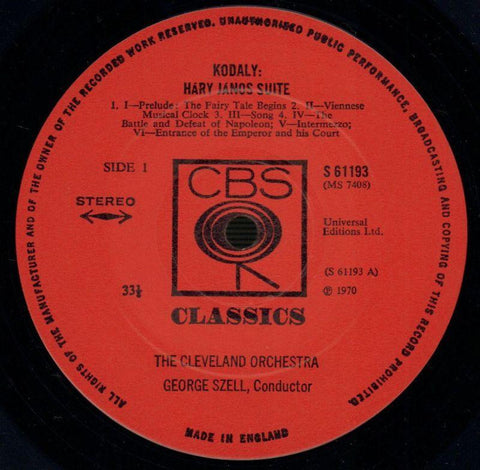 Hary Janos Suite Szell/Cleveland Orchestra-CBS-Vinyl LP-VG+/Ex