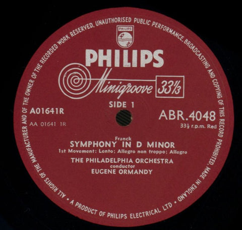 Symphony In D Minor-Philips-10" Vinyl-VG/VG