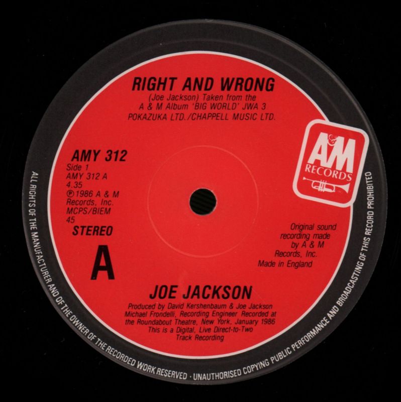 Right And Wrong-A&M-12" Vinyl-Ex/Ex