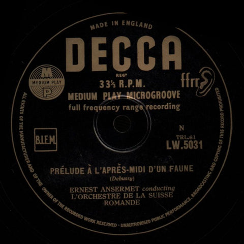 Prelude A L'Apres Midi D'Un Faune-Decca-10" Vinyl-VG/VG