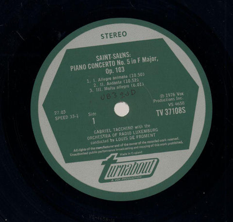 Saens-Piano Concerto No.3-Turnabout-Vinyl LP-Ex/VG