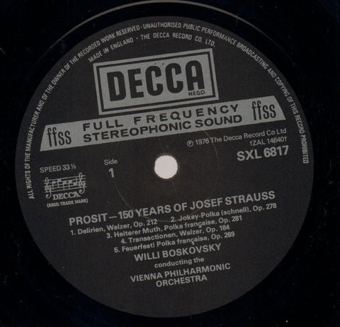 Prosit: 150 Years Of Strauss-Decca-Vinyl LP-VG/Ex