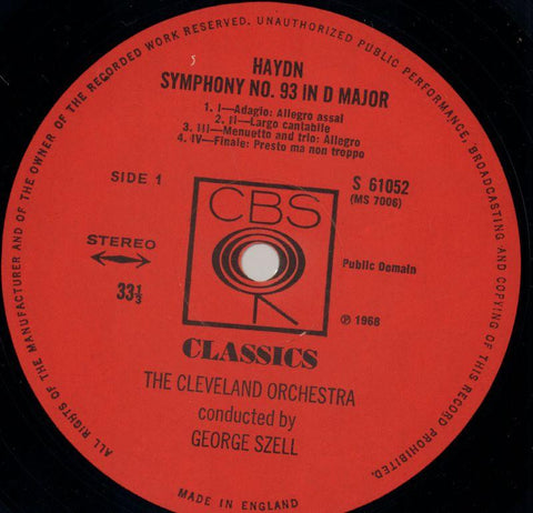 Symphony No.93-CBS-Vinyl LP-VG/VG