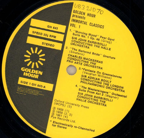 Immortal Classics-Golden Hour-Vinyl LP-VG+/Ex