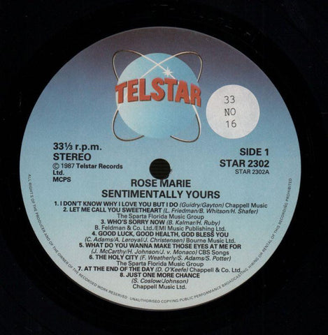 Sentimentally Yours-Telstar-Vinyl LP-Ex/NM