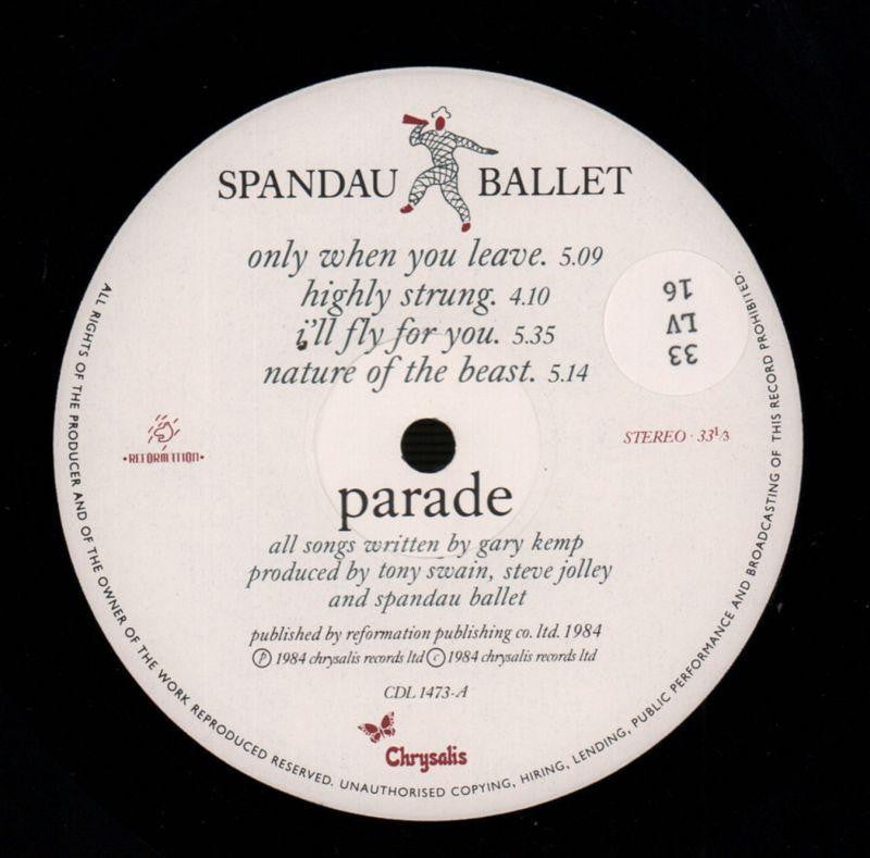 Parade-Chrysalis-Vinyl LP Gatefold-VG+/Ex+