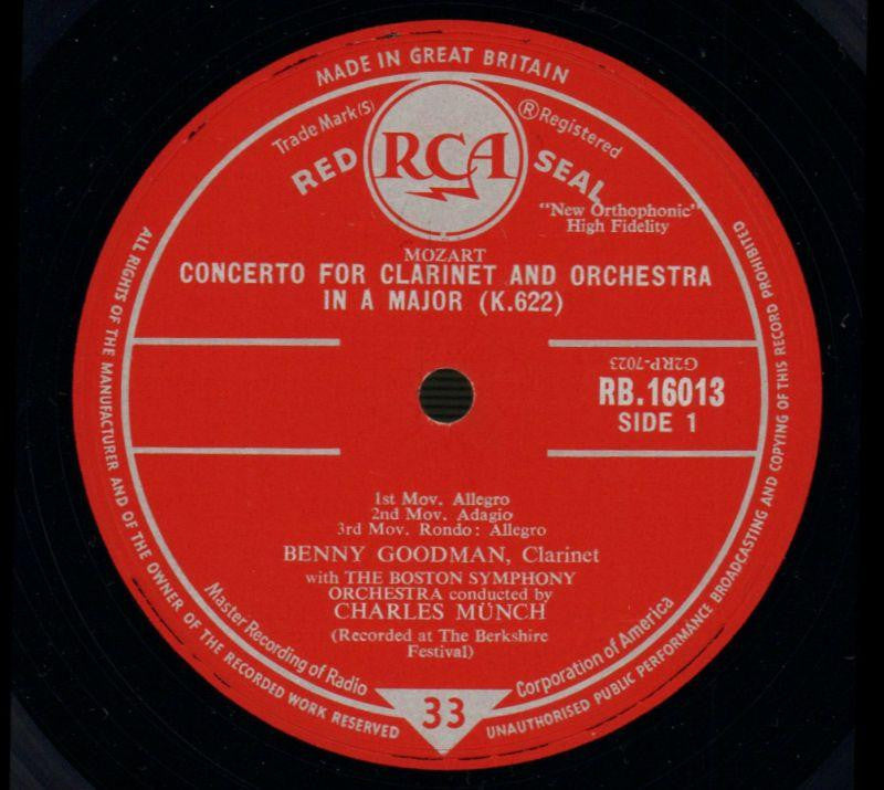 Concerto For Clarinet Boston Symphony Strings/Charles Munch-RCA-Vinyl LP-VG/VG+