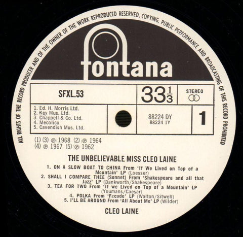 The Unbelievable-Fontana-Vinyl LP-VG+/Ex