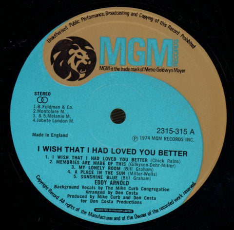 I Wish That I Had Loved You Better-MGM-Vinyl LP-VG+/Ex