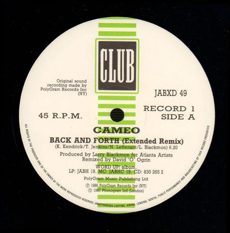 Back & Forth-Club-2x12" Vinyl Gatefold-VG/NM
