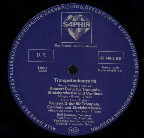 Trompetenkonzerte-Saphir-Vinyl LP-VG/VG