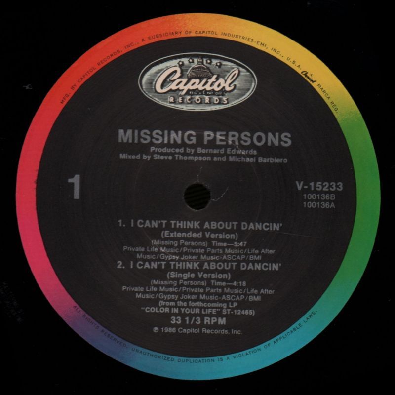 I Can't Think About Dancin'-Capitol-12" Vinyl-Ex/Ex