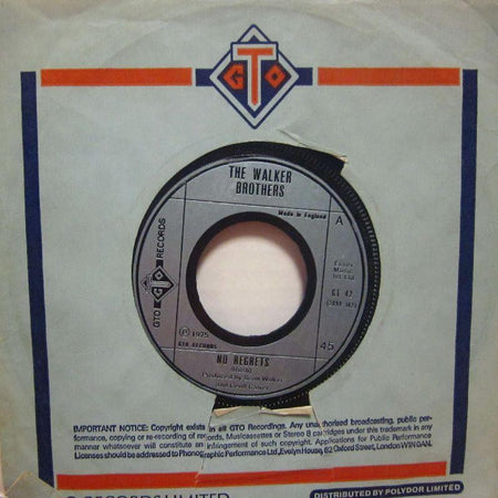 Walker Brothers-No Regrets-GTO-7" Vinyl