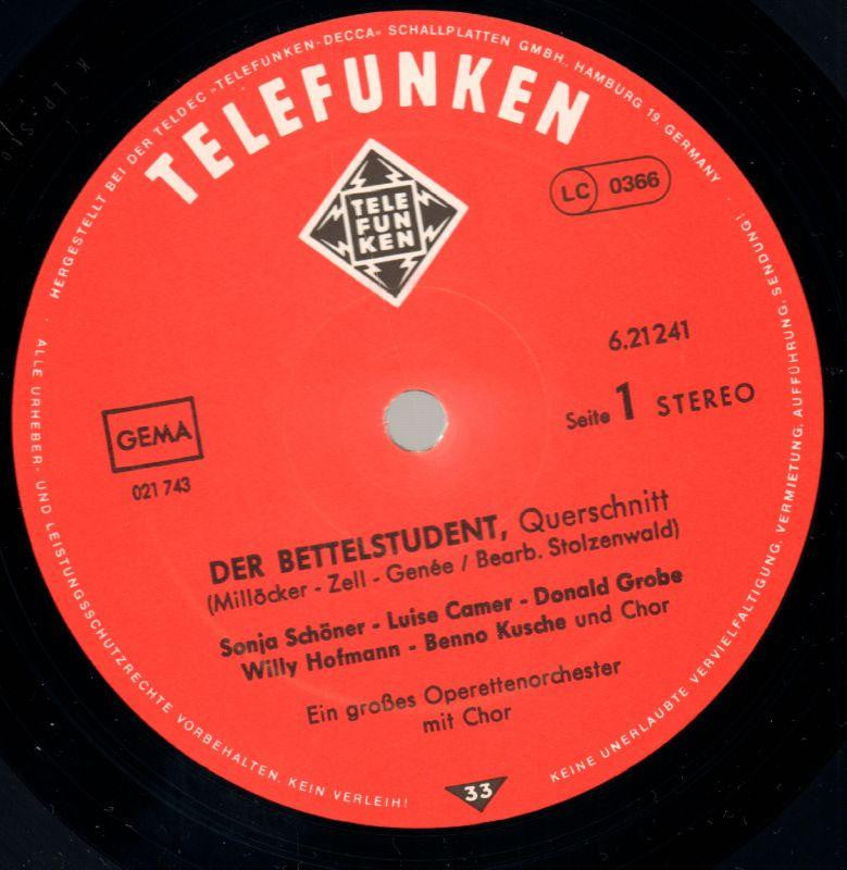 Der Bettelstudent Der Vogelhandel-telefunken-Vinyl LP-VG/Ex