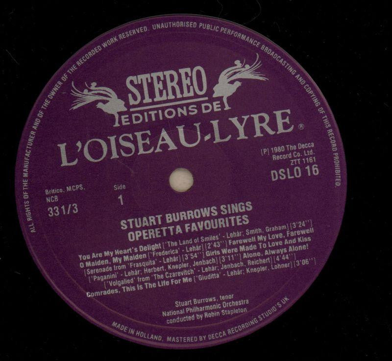Sings Operetta Favourites-L'Oiseau-Lyre-Vinyl LP-VG+/Ex